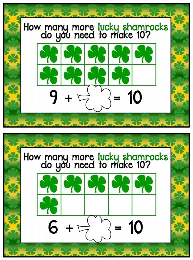 29 Zany St. Patrick's Day Learning Resources - Missing Addends to 10 - Teach Junkie